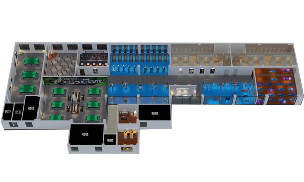 1200平方健身房配置方案-广西壹号娱乐体育健身器材有限公司