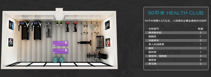 50平方健身室-壹号娱乐健身器材企事业健身解决方案 50平方健身室-壹号娱乐健身器材企事业健身解决方案